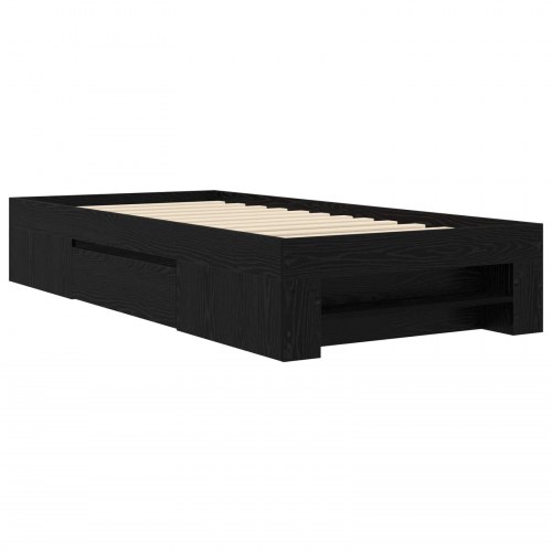 Sengestel med opbevaring 80 x 200 cm - sort eg