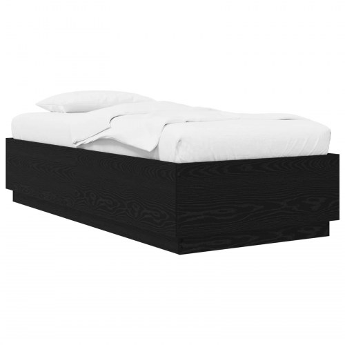 Sengestel med opbevaring i sort eg 80 x 200 cm