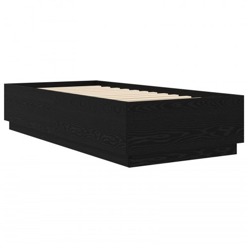 Sengestel med opbevaring i sort eg 80 x 200 cm