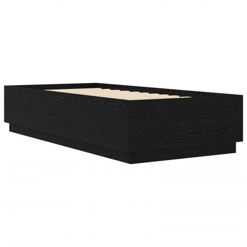 Sengestel med opbevaring i sort eg 80 x 200 cm