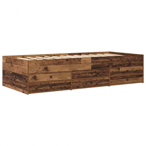 Sengestel med opbevaring 80 x 200 cm - gammelt træ