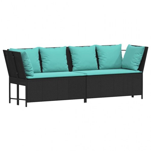 Havesofa med hynder i polyrattan - sort/turkis