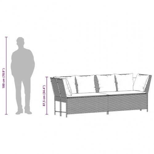 Havesofa med hynder i polyrattan - sort/turkis