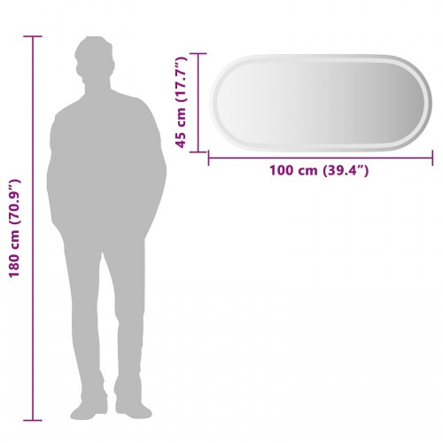 LED-badeværelsesspejl 100 x 45 cm - transparent