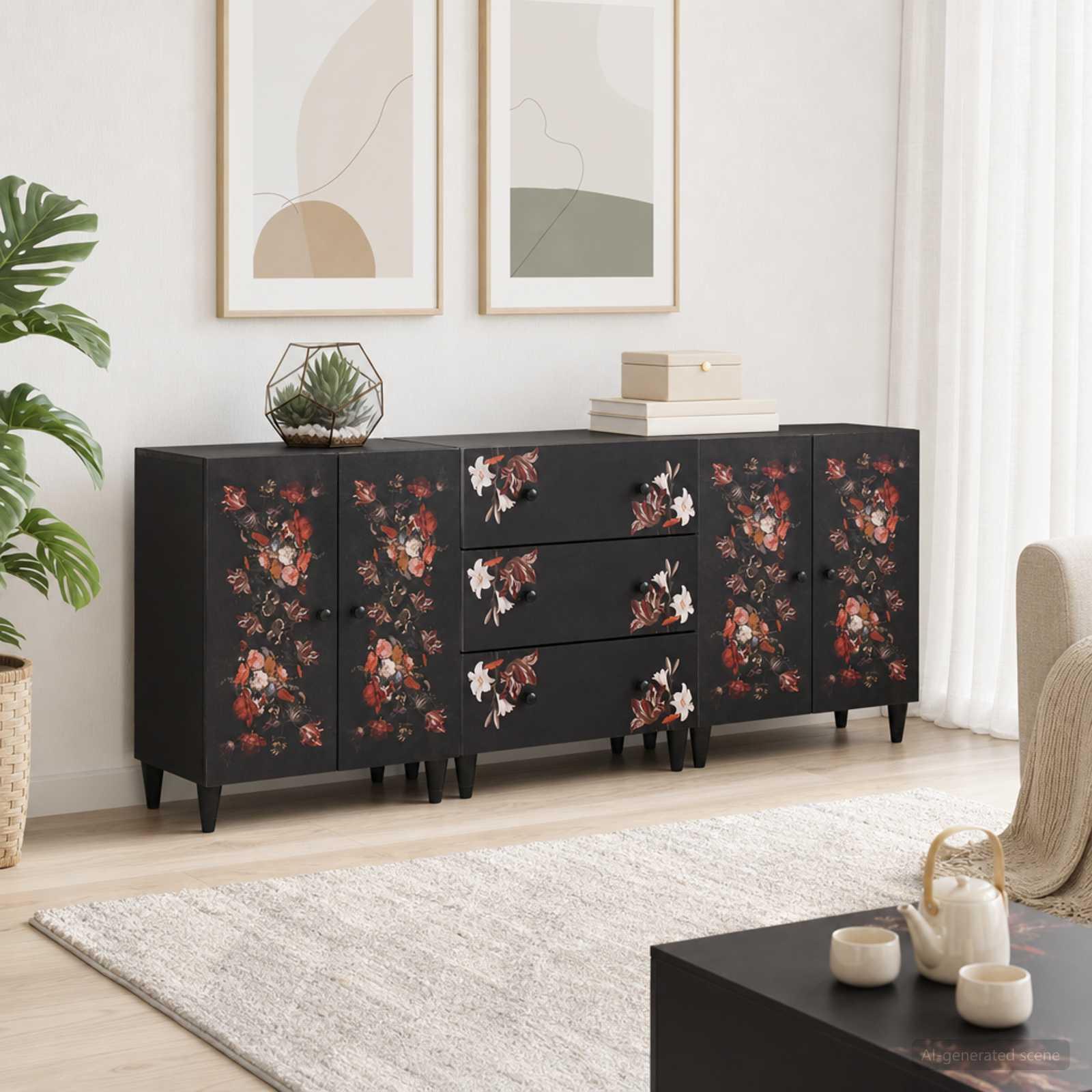 Opbevaringsskabe 3 stk. 180 x 33 x 75 cm i massivt mangotræ billede