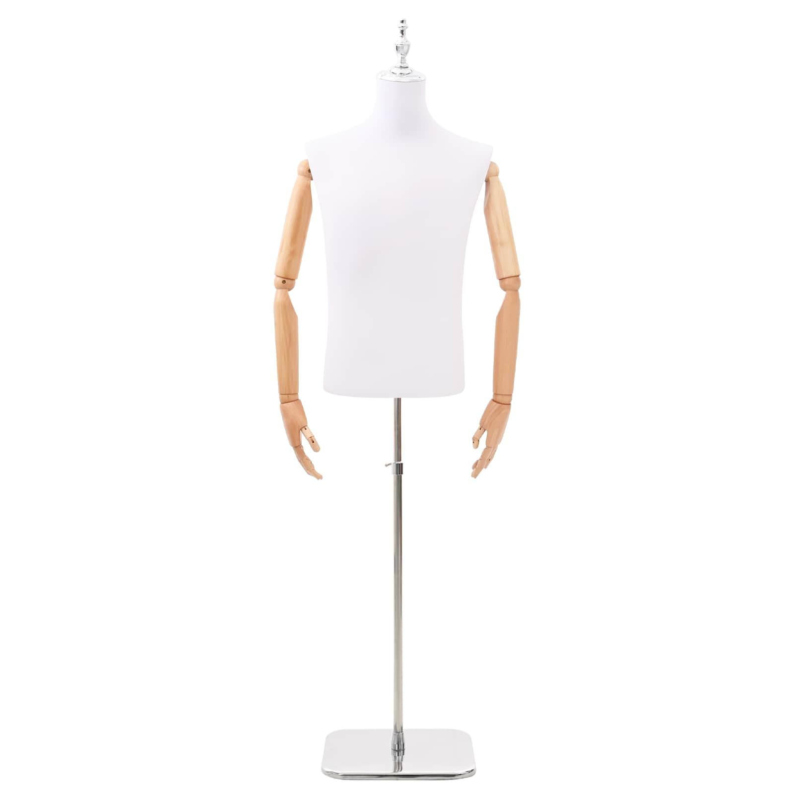Justerbar mannequin 170-218 cm med base til mand, hvid billede