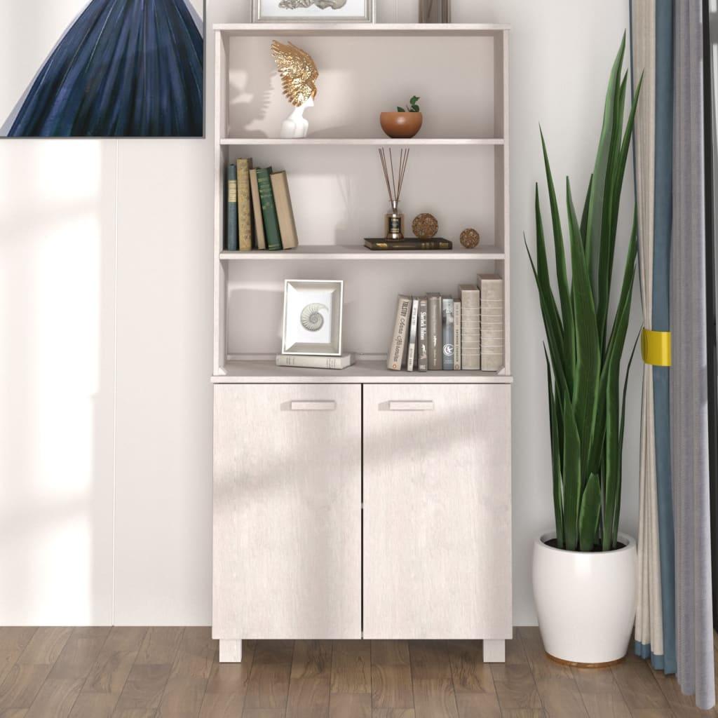 Højskab HAMAR i massivt fyrretræ hvid 85 x 35 x 180 cm billede