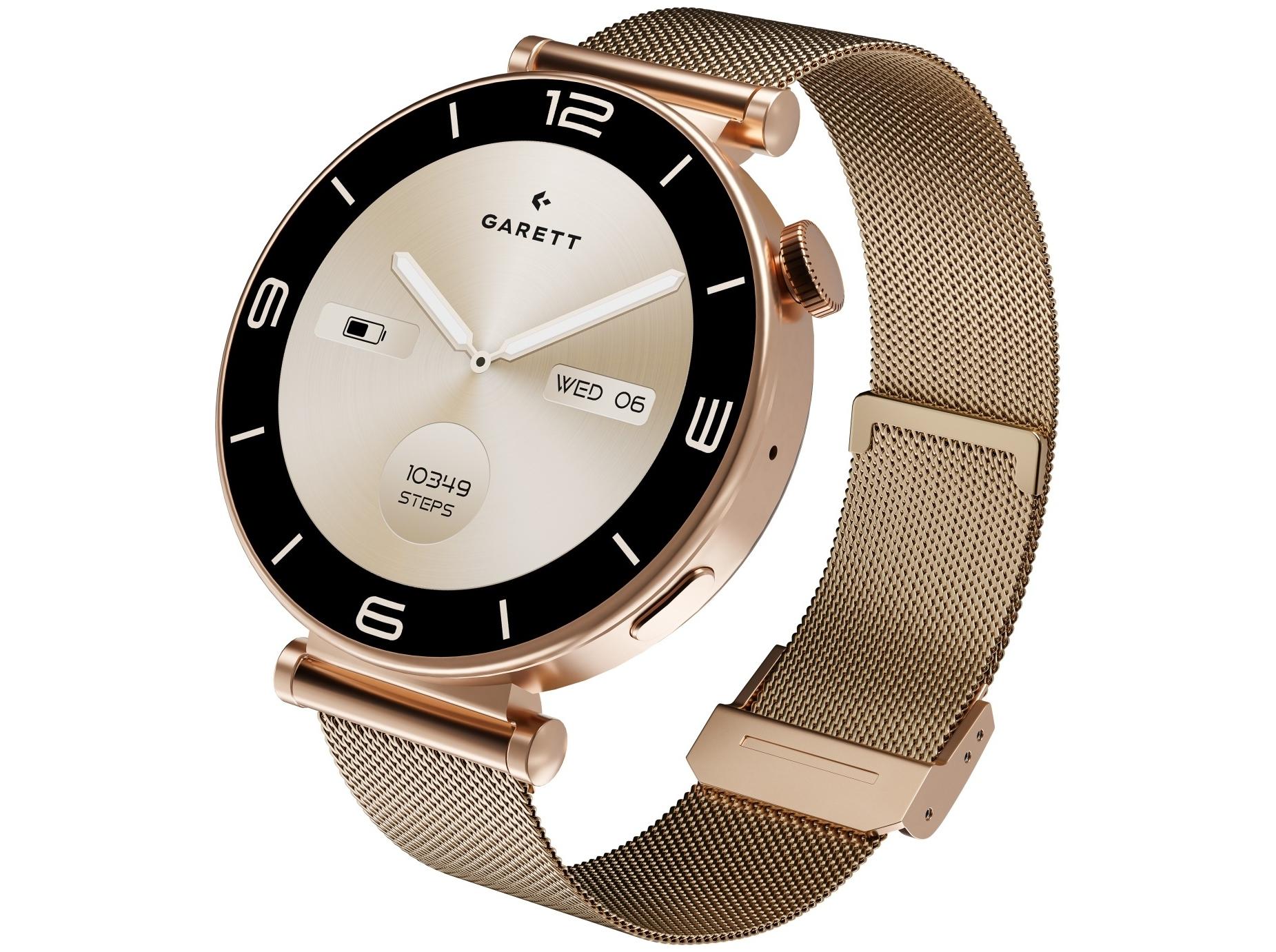 Garett Rose 42 mm smartur med mesh-rem i guld billede