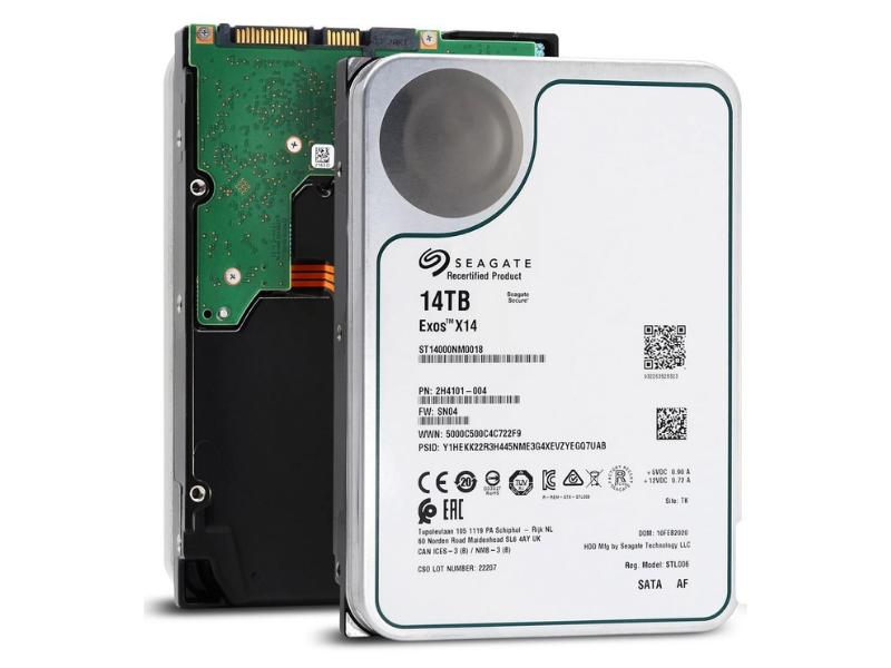 Seagate Exos X14 14 TB intern harddisk 3,5" SATA 7200 rpm recertificeret
