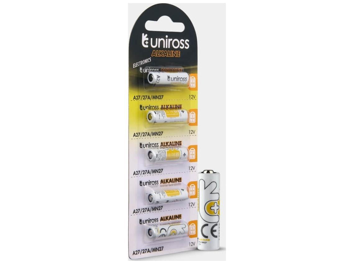Batteri A27 engangs - Uniross U5A27, Li?MnO2, 12,2 V (5 stk) billede
