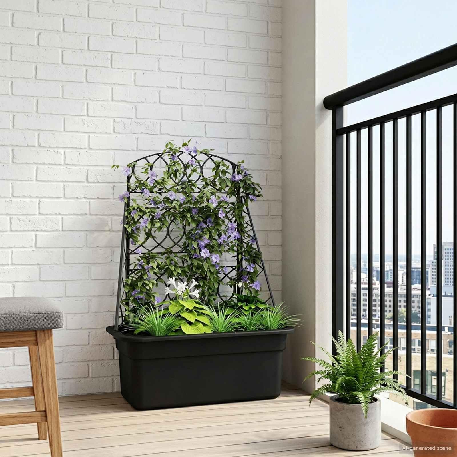 Plante spalier med plantekasse antracit 58 x 29 x 78 cm PP