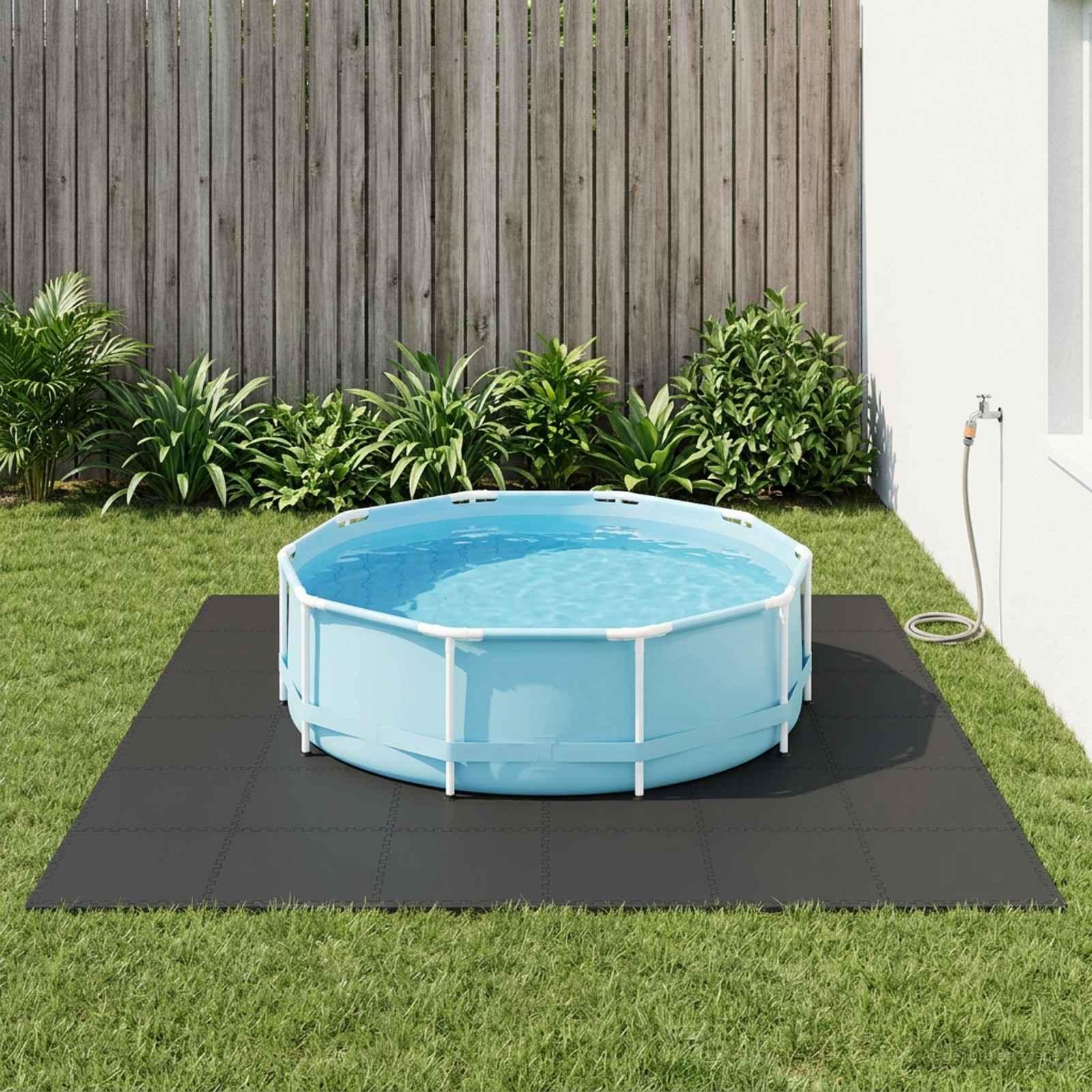 Poolbundmåtte 24 stk sort 8,64 m² EVA skum