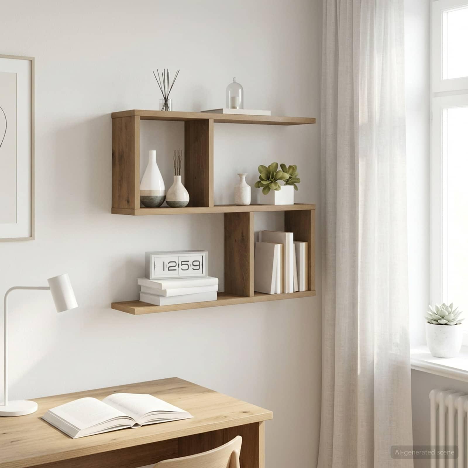 Væghylde i artisan-eg 60 x 12 x 50,5 cm i konstrueret træ billede