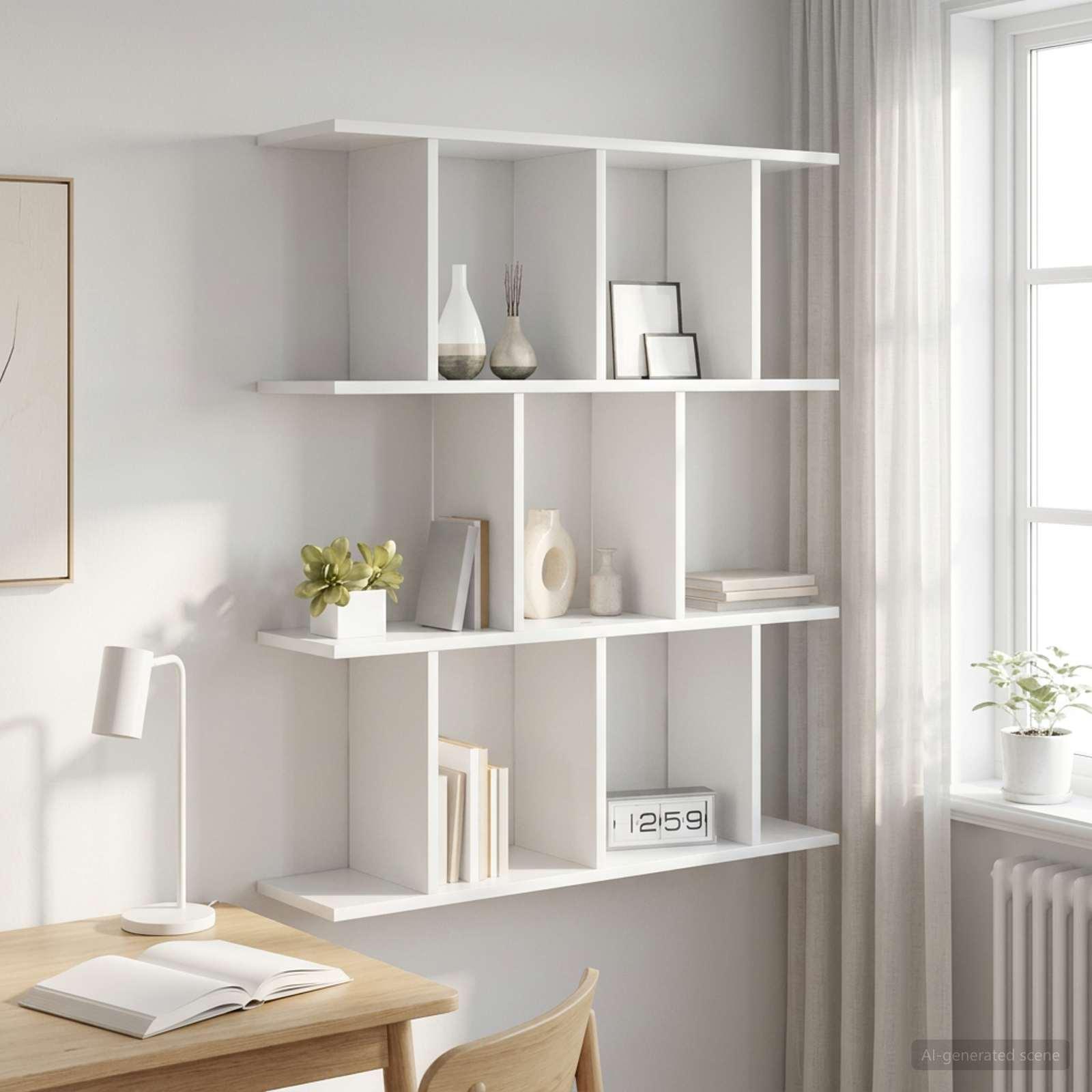 Væghylde hvid 102 x 20 x 96 cm i konstrueret træ billede