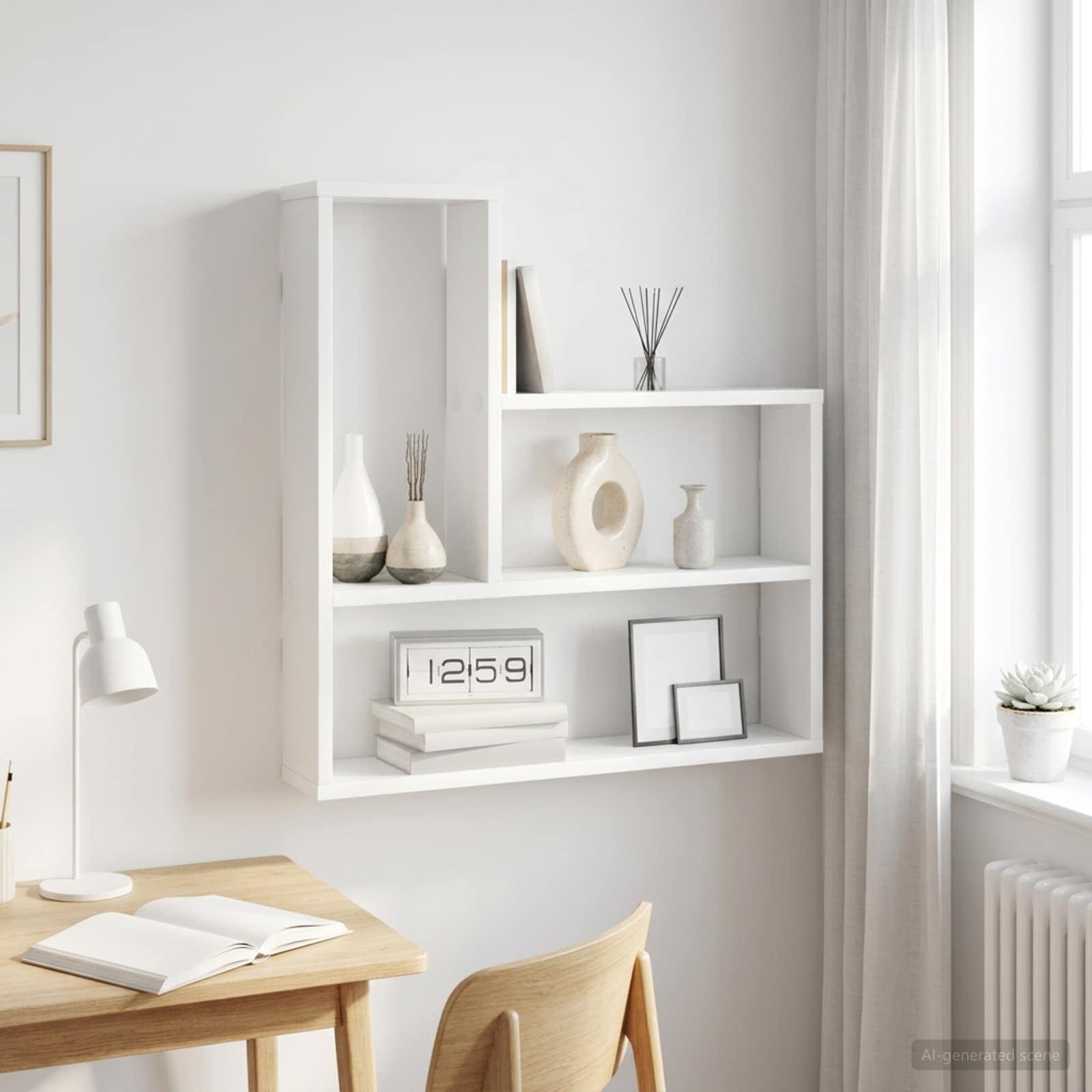 Væghylde i hvid 60 x 11 x 60 cm i konstrueret træ billede