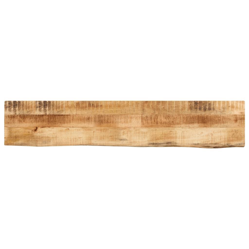 Bordplade i massivt ru mangotræ 120 x 40 x 3,8 cm med naturlig kant