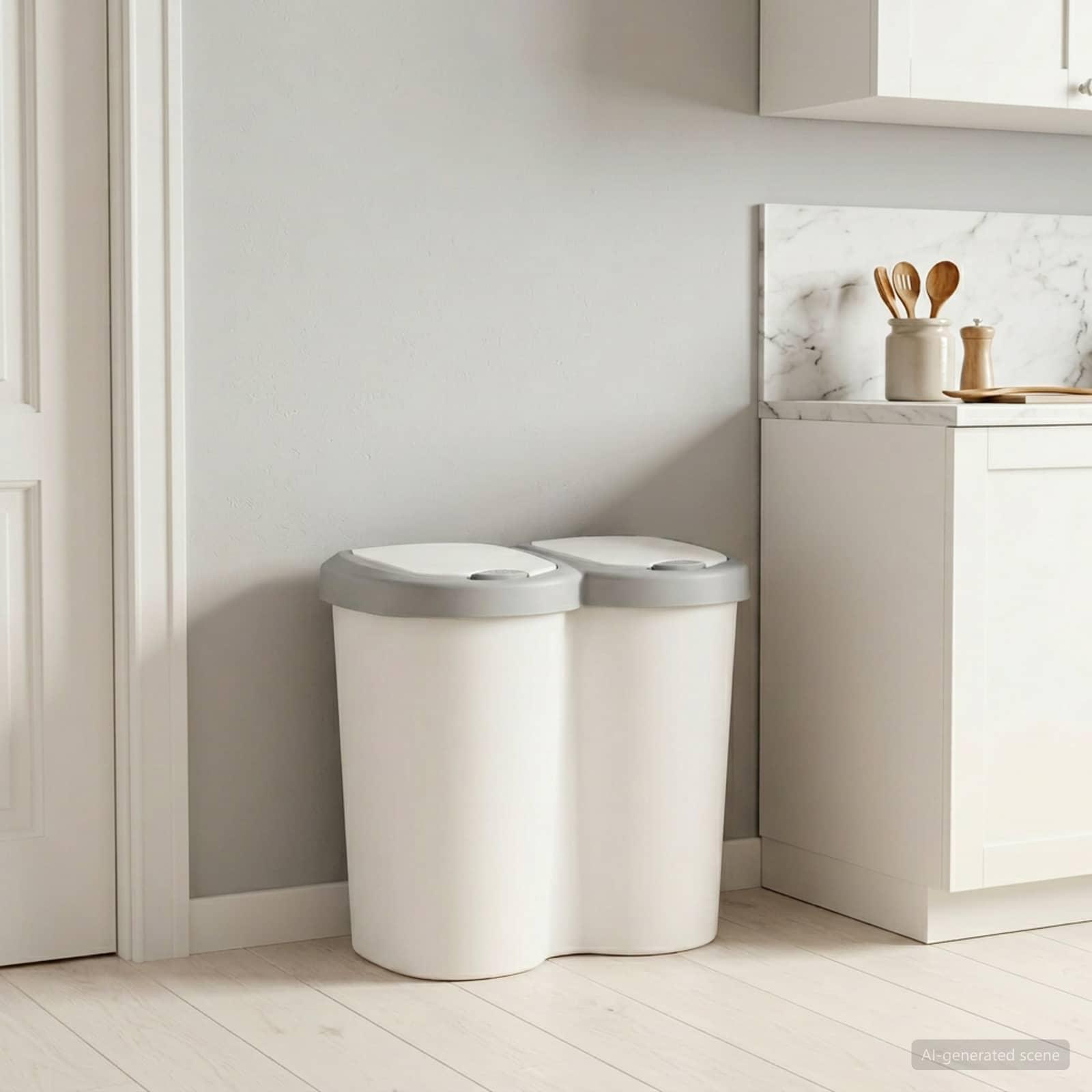 Affaldsspand med 2 rum hvid 49,5 x 30 x 46,5 cm PP