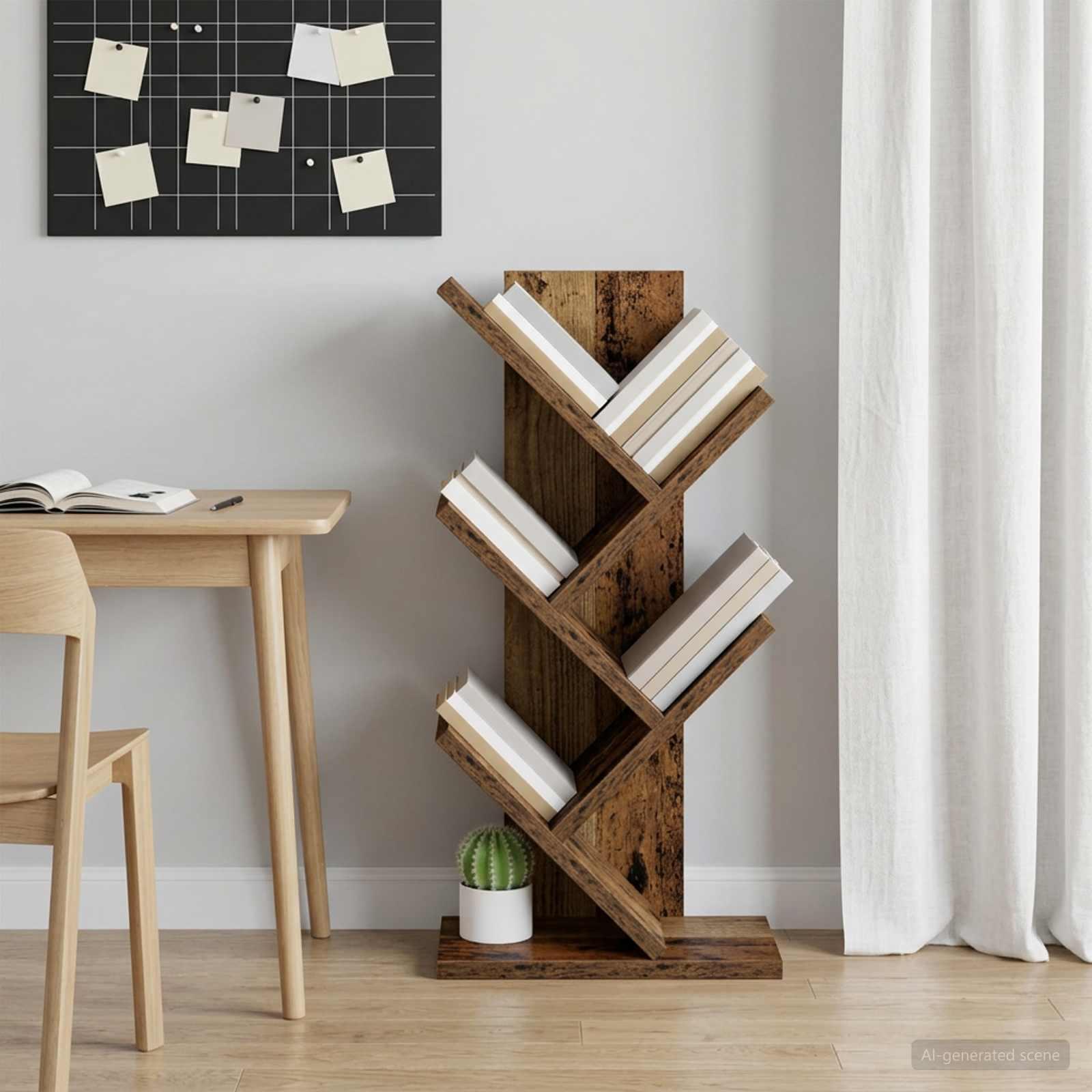 Træ bogreol 4-plan 30 x 18 x 60 cm i konstrueret træ - gammelt træ