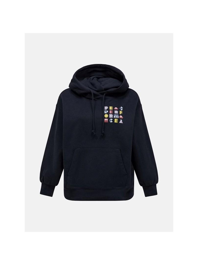 Peak Performance W Terry Graphic Hood damehoodie sort str. L