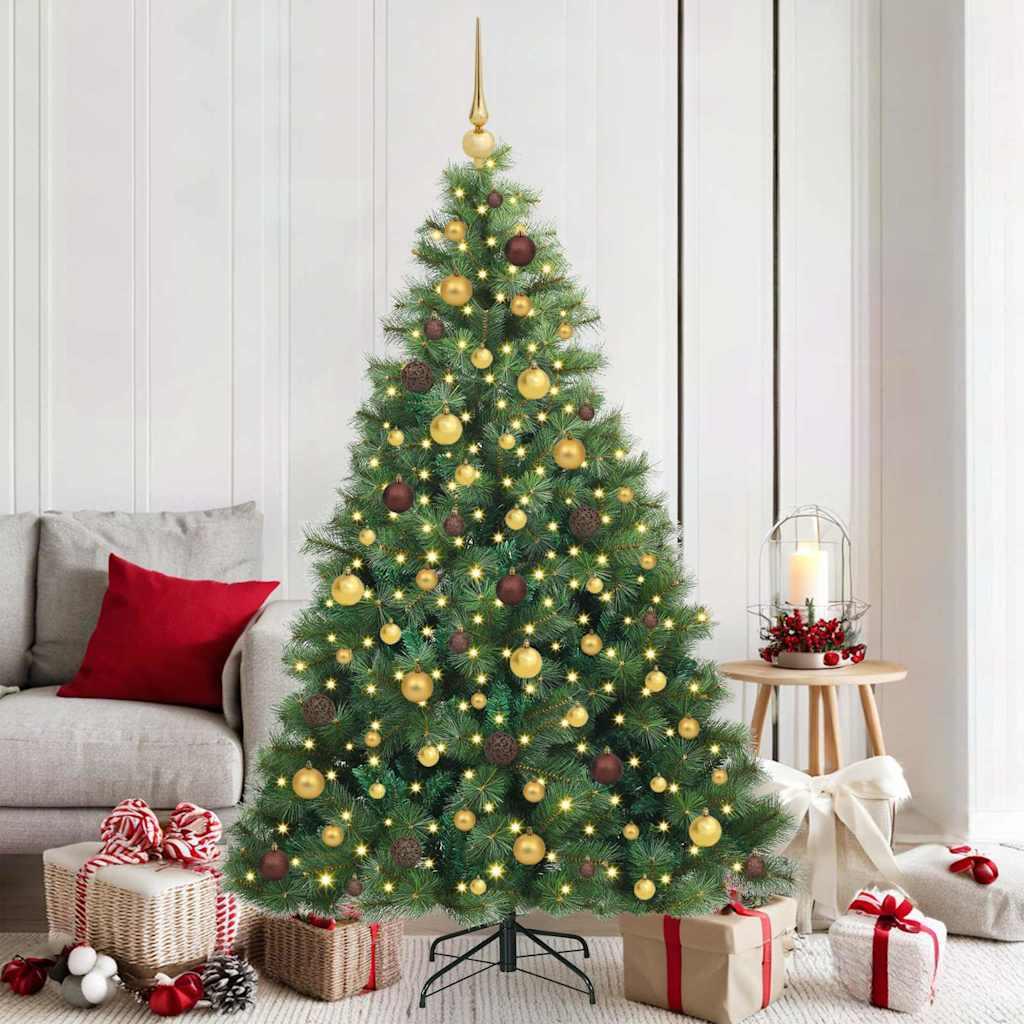 Kunstigt juletræ med 300 LED'er 180 cm - grøn PE og PVC billede