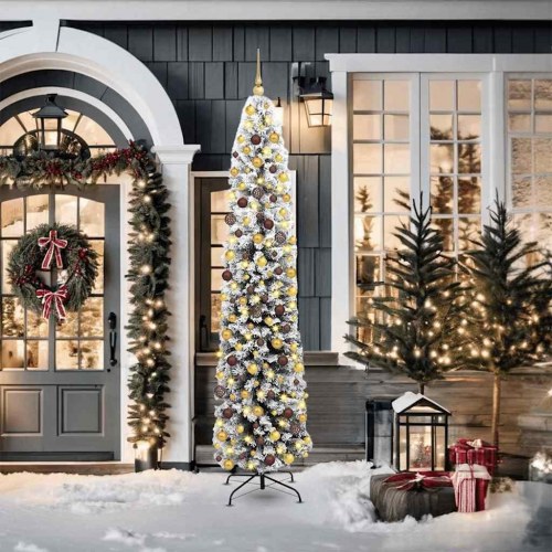 Kunstigt juletræ med LED-lys og stativ 210 cm grøn