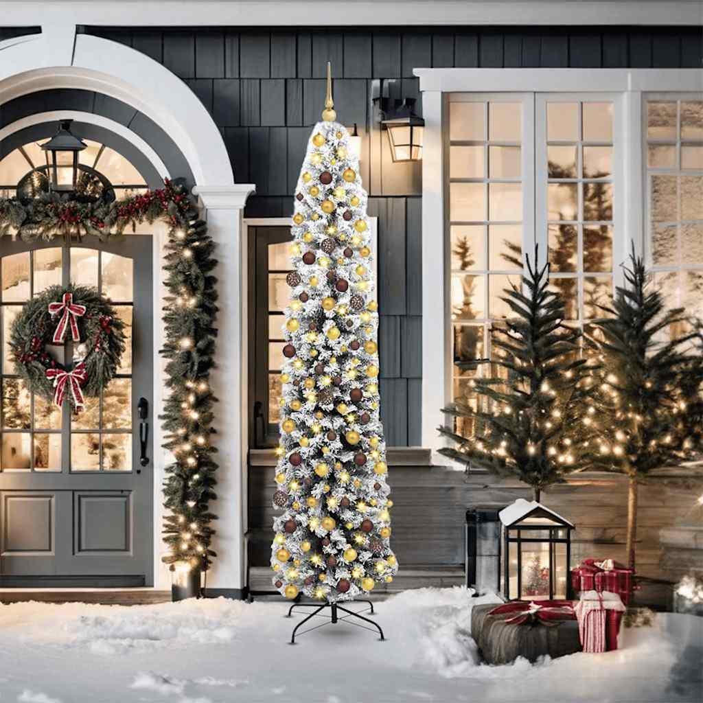 Kunstigt juletræ med LED-lys og stativ 210 cm grøn