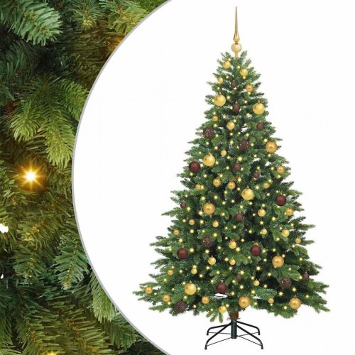 Kunstigt juletræ med 300 LED'er grøn 180 cm i PE og PVC