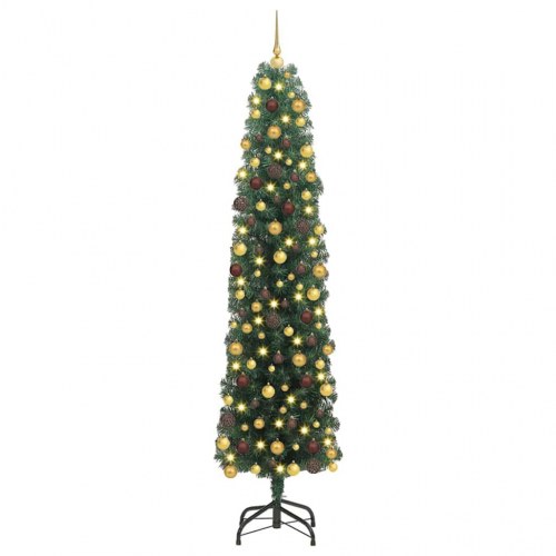 Kunstigt juletræ med LED-lys og stativ 180 cm grøn