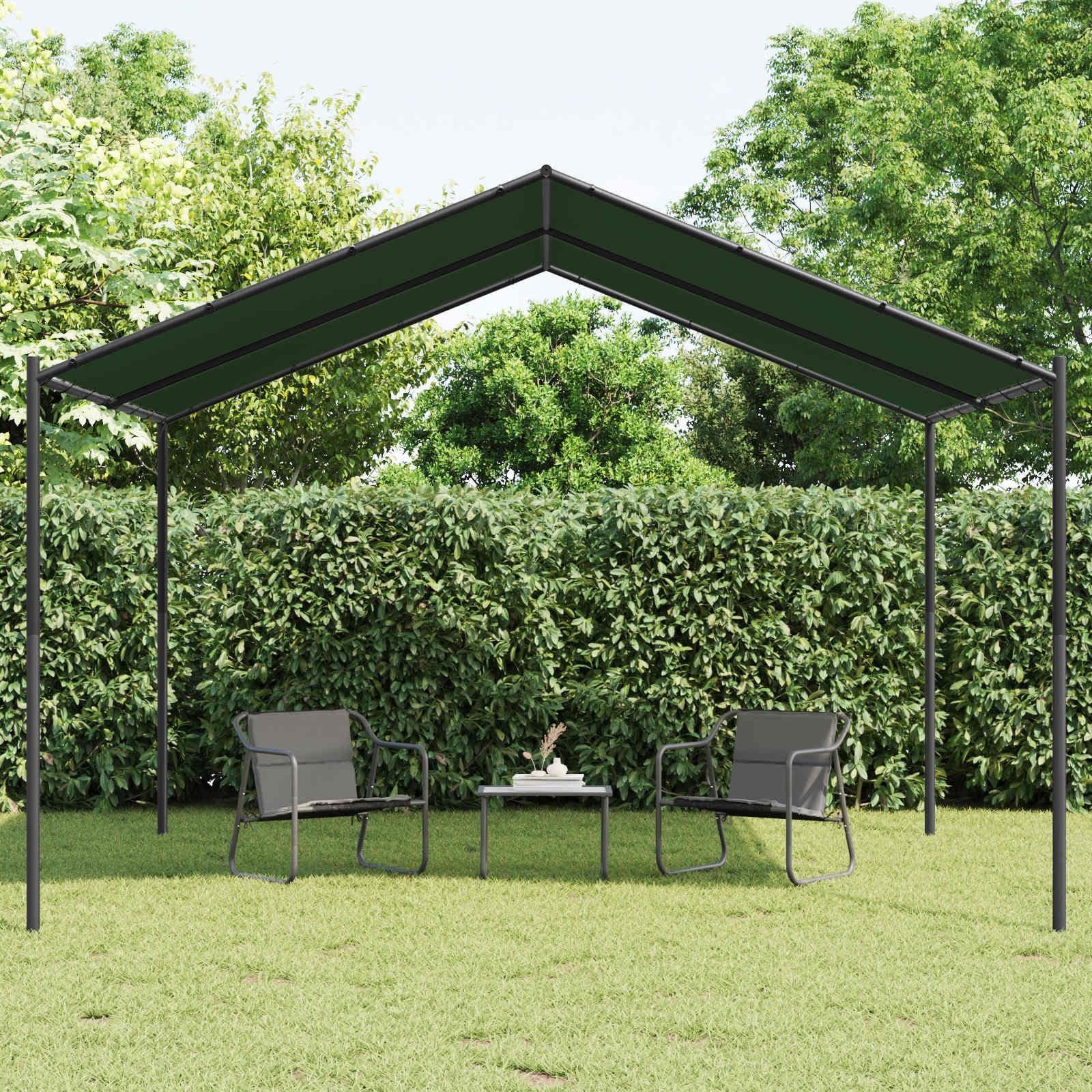 Pavillon 4 x 4 x 2,6 m med justerbart lameltag - gråbrun polyester og stål billede