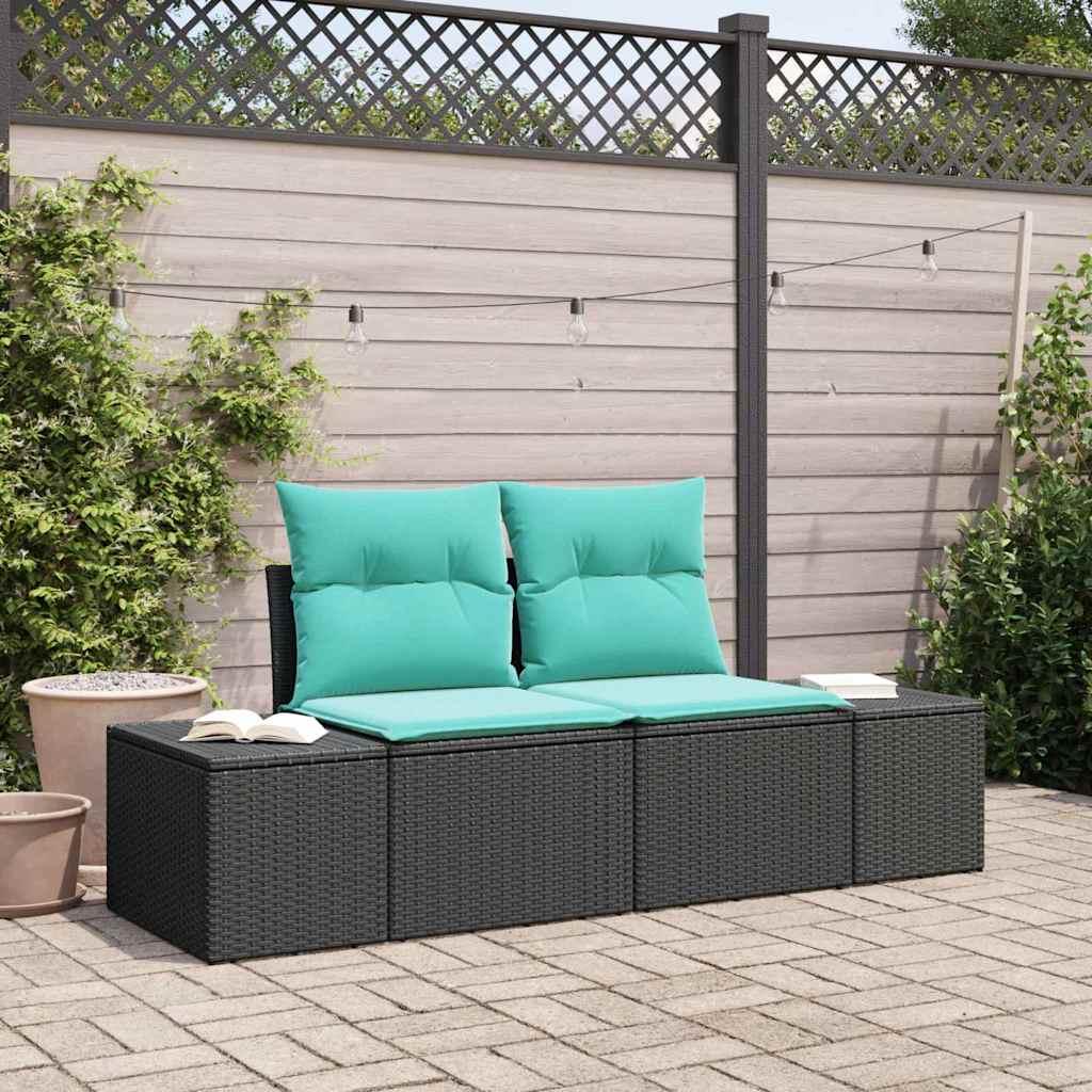 Havemøbelsofa med pude 184 x 62 x 69 cm polyrattan Sort, uden opbevaring