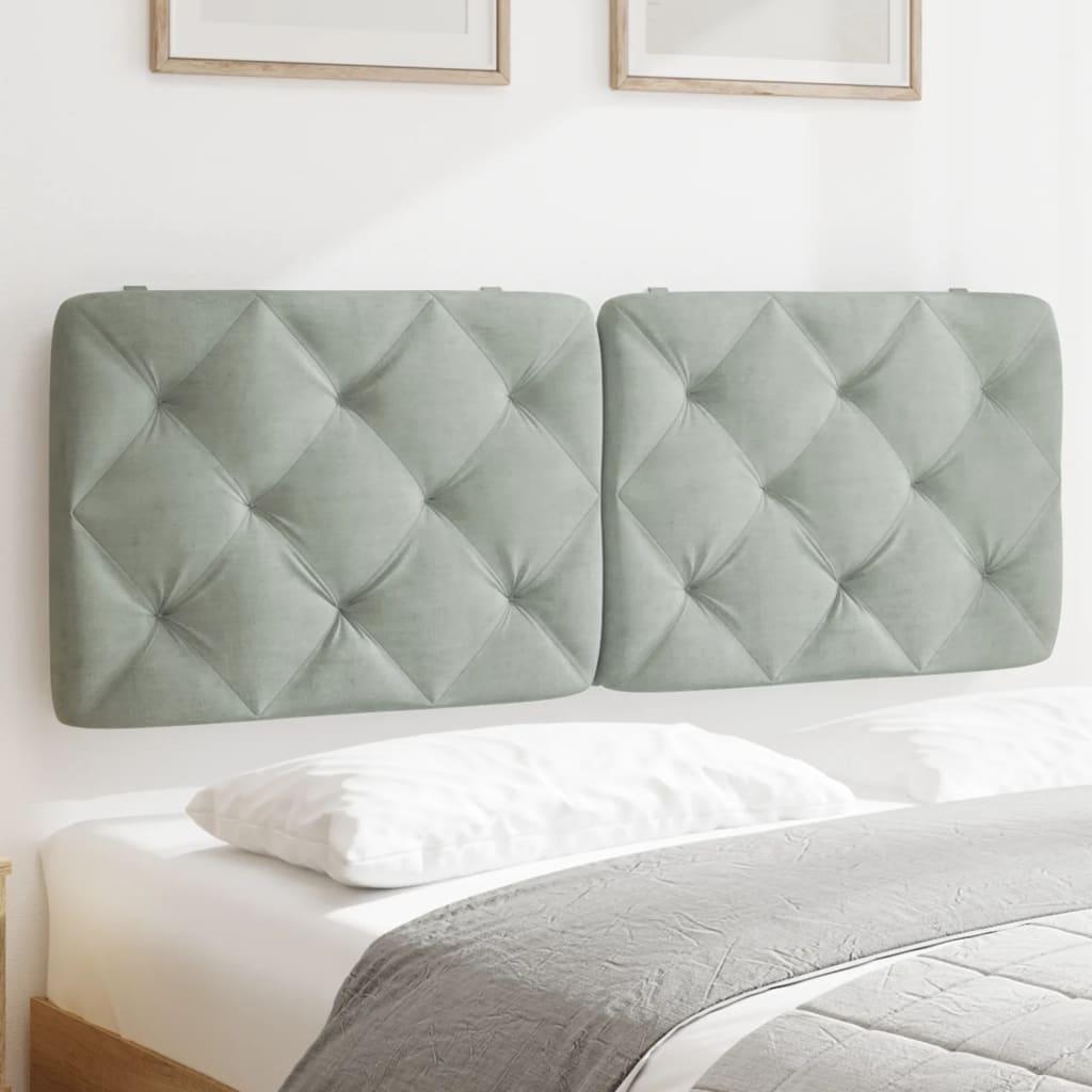 Gavlpude til sengegavl 137 cm i velour lysegrå