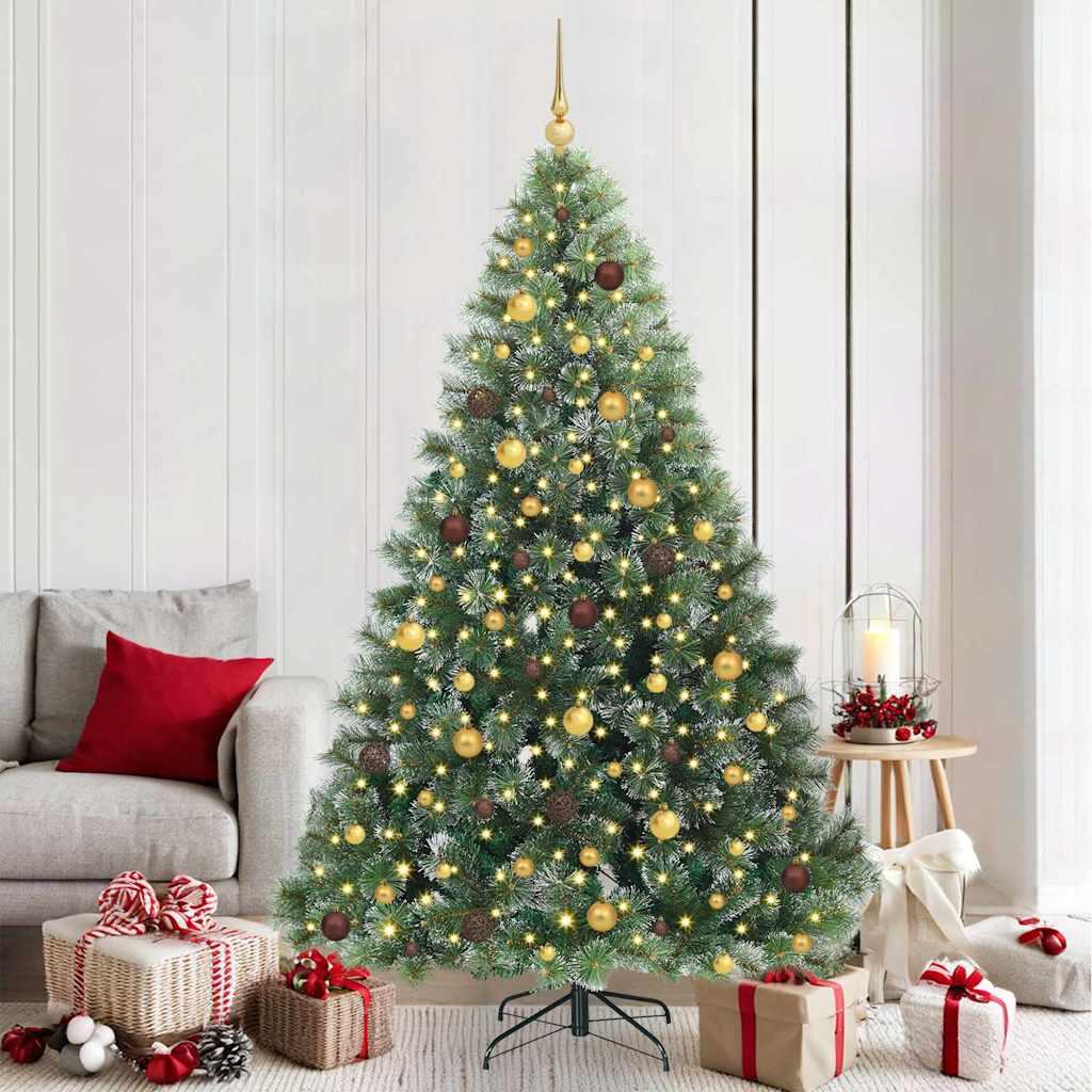 Kunstigt juletræ med 300 LED-lys 210 cm grøn PE og PVC billede