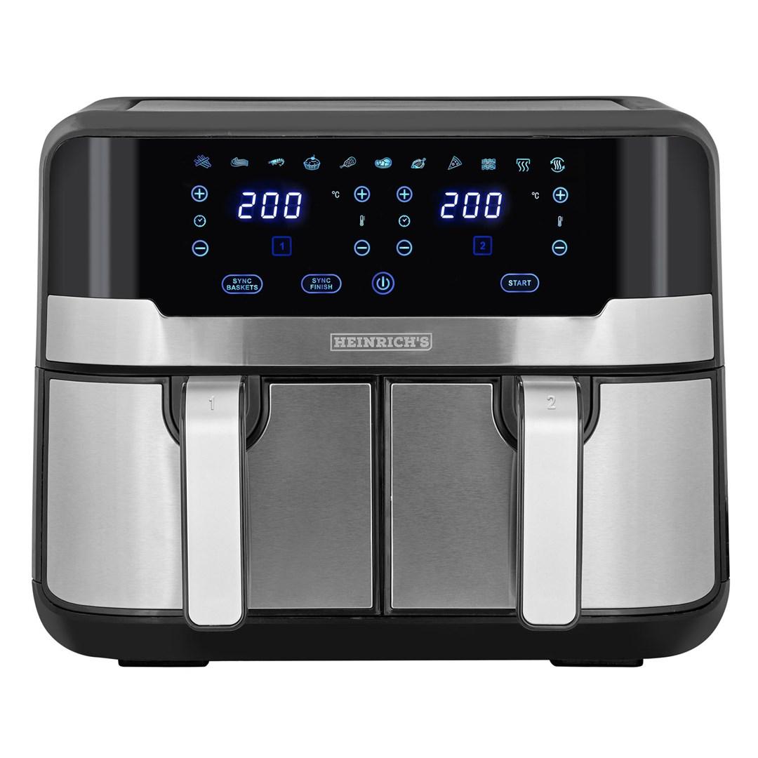 HEINRICH'S HFR 8214 dobbelt airfryer 9 l 1.300-2.400 W sort/sølv