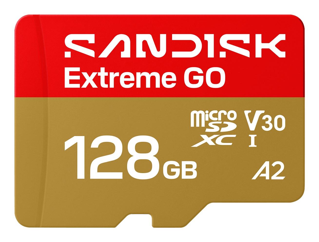 SanDisk Extreme Go - Flashhukommelseskort - 128 GB - A2 / Video Class V30 / UHS-I U3 - microSDHC UHS-I