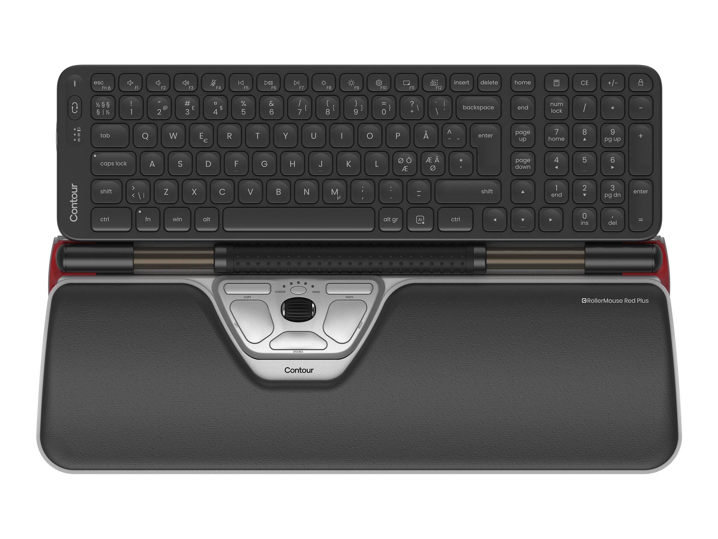 Contour RollerMouse Red + Balance Mid-Size - trådløst sæt med mus og saks-tastatur (Pan Nordic, QWERTY)
