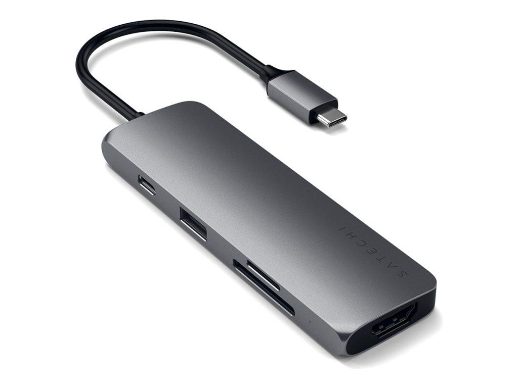 Satechi Aluminum Multiport Pro USB-C dockingstation - HDMI, USB-A, SD, microSD, Space grey