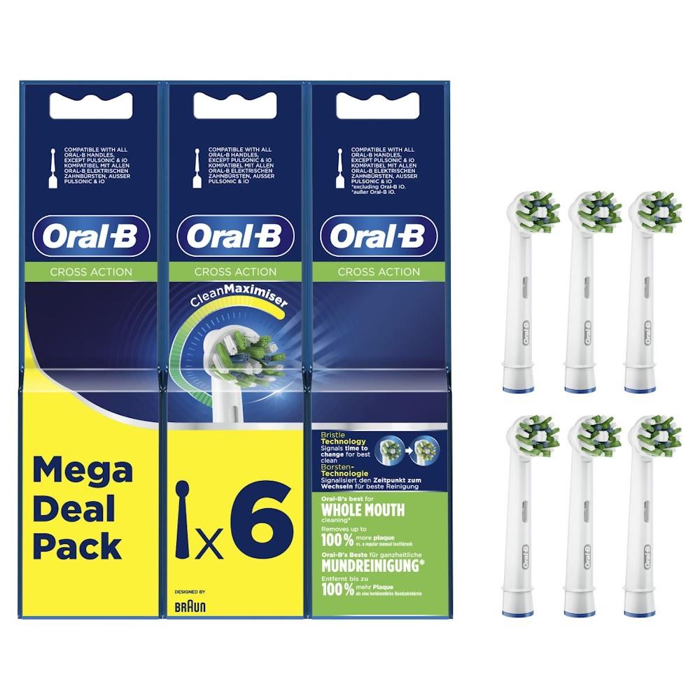 Oral-B Cross Action børstehoveder - hvid, 6 stk.