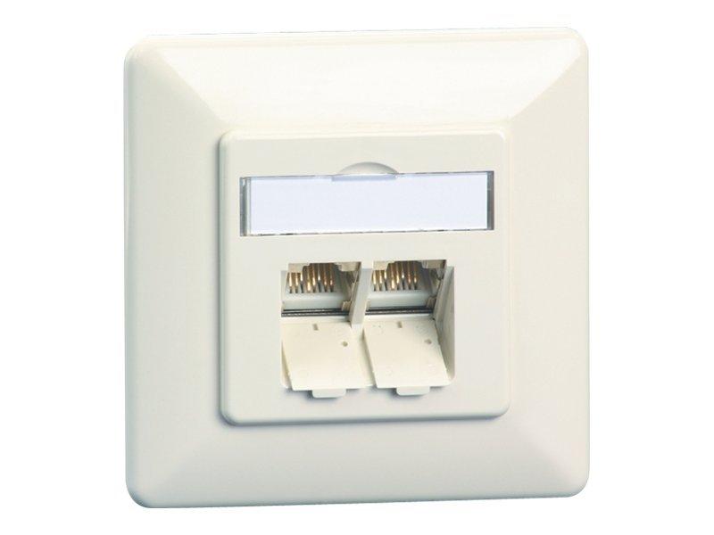 METZ CONNECT BTR E-DAT C6A UP planforsænket stikdåse - CAT 6, 2 x RJ-45, ren hvid RAL 9010