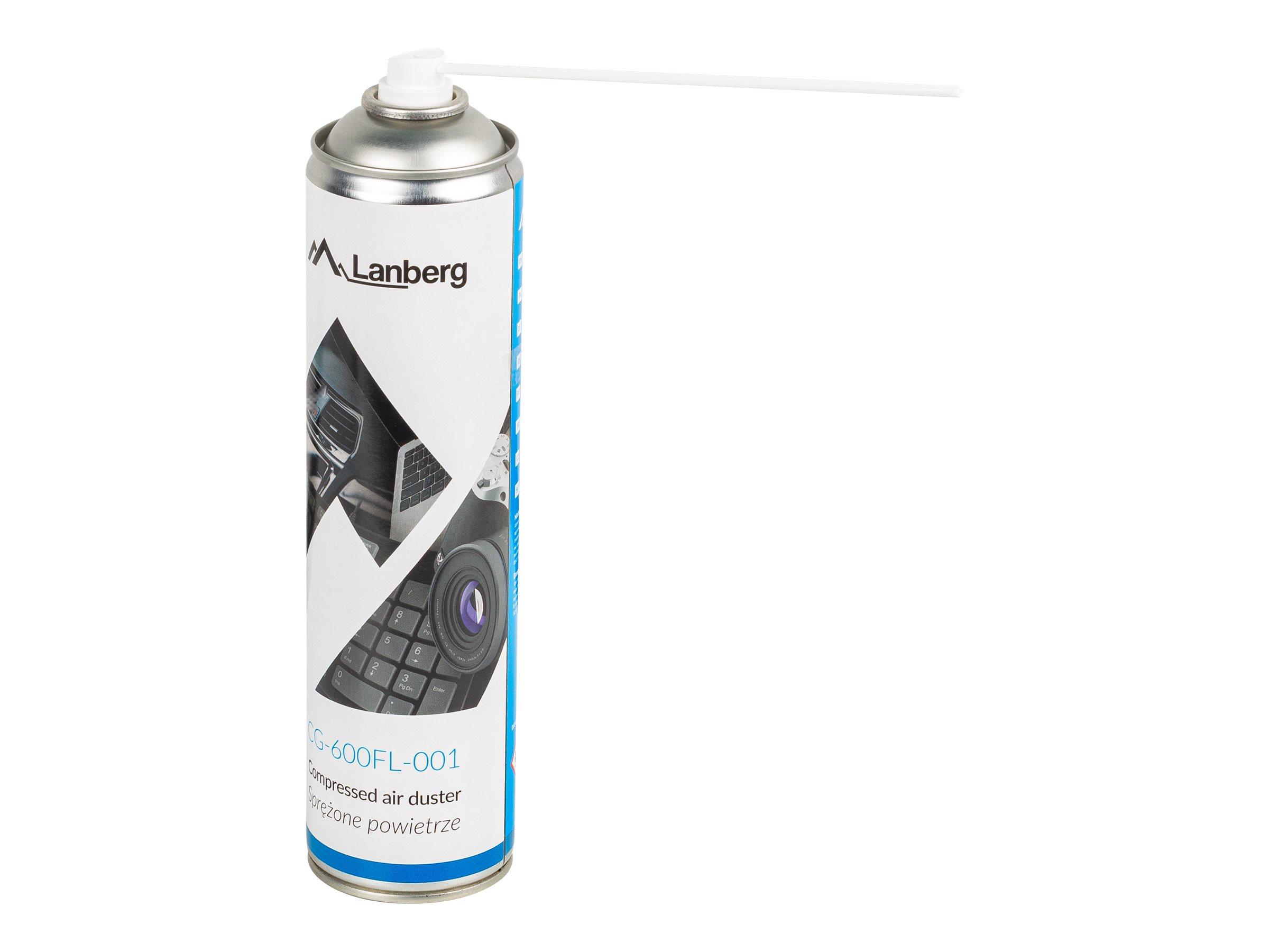 Lanberg CG-600FL-001 trykluft på spray til elektronikrens, 600 ml med præcisionsrør