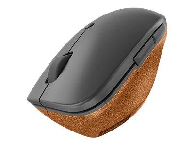 Lenovo Go ergonomisk trådløs mus - højrehåndet, grå/kork