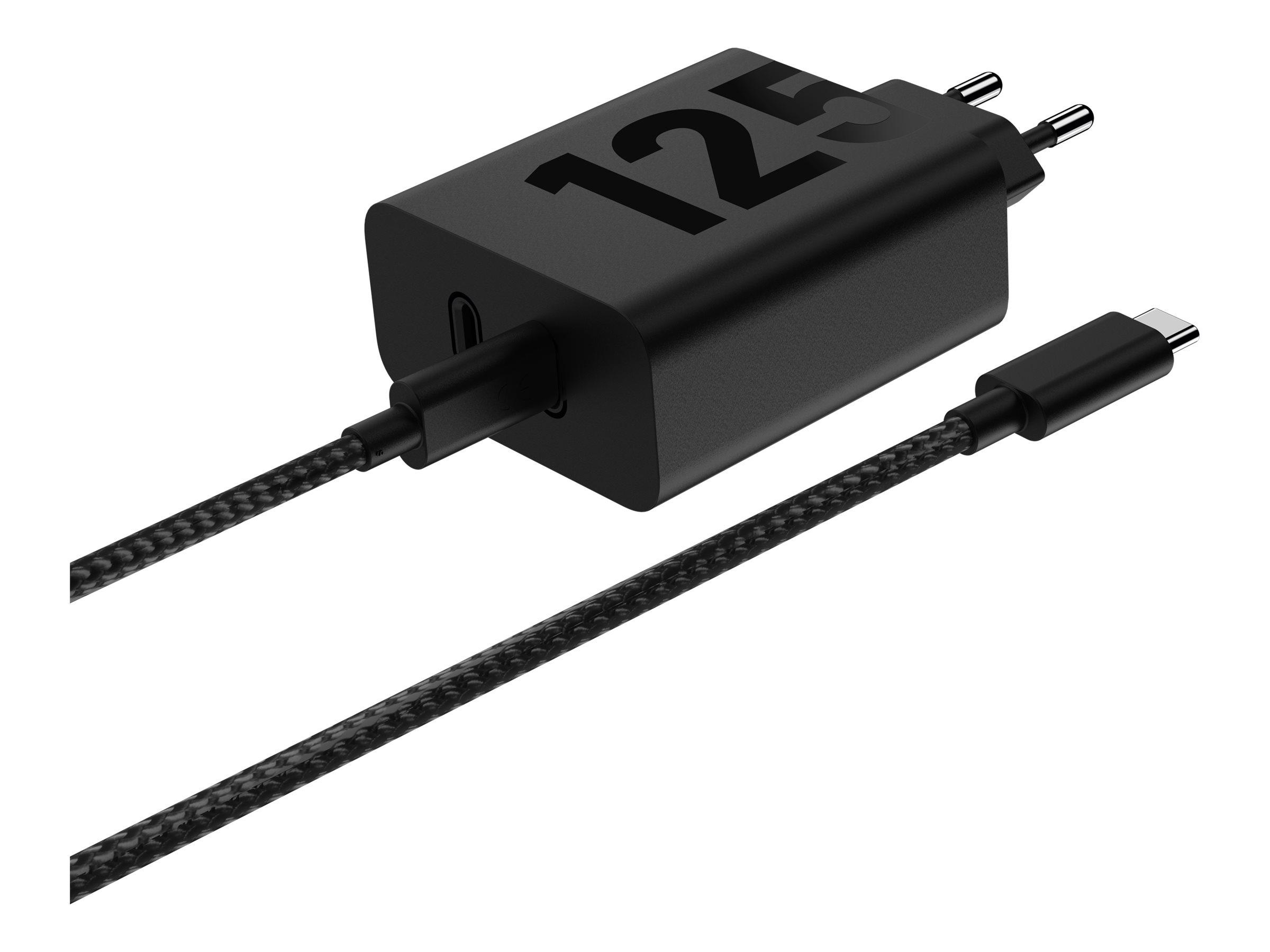 Motorola TurboPower Duo 125 W vægoplader med 2× USB‑C - mat sort