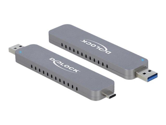 DeLOCK ekstern M.2 NVMe kabinet - USB‑C/USB 3.2 Gen 2 - sølv billede