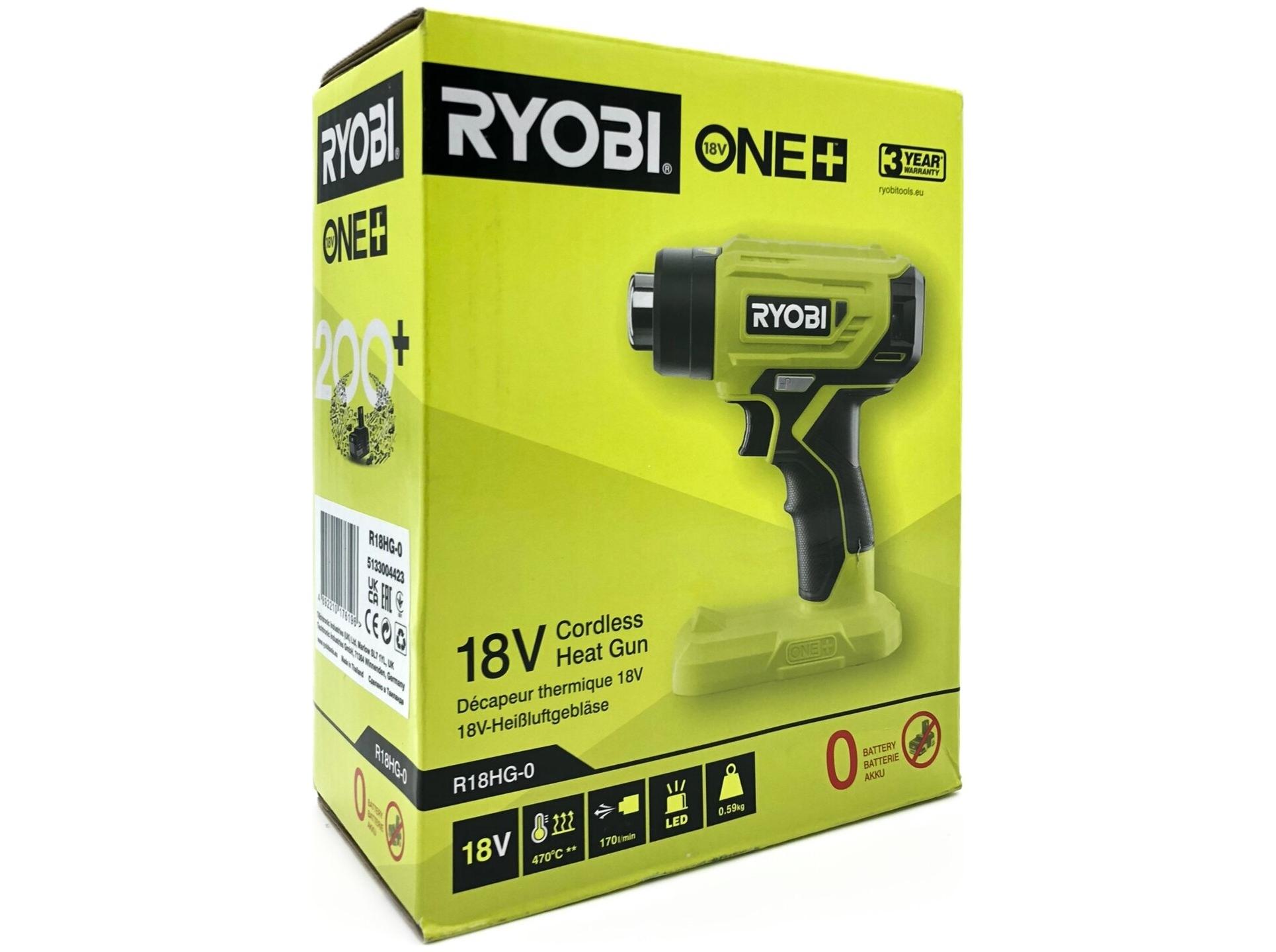 Ryobi One+ R18HG-0 varmepistol 18 V uden batteri og lader