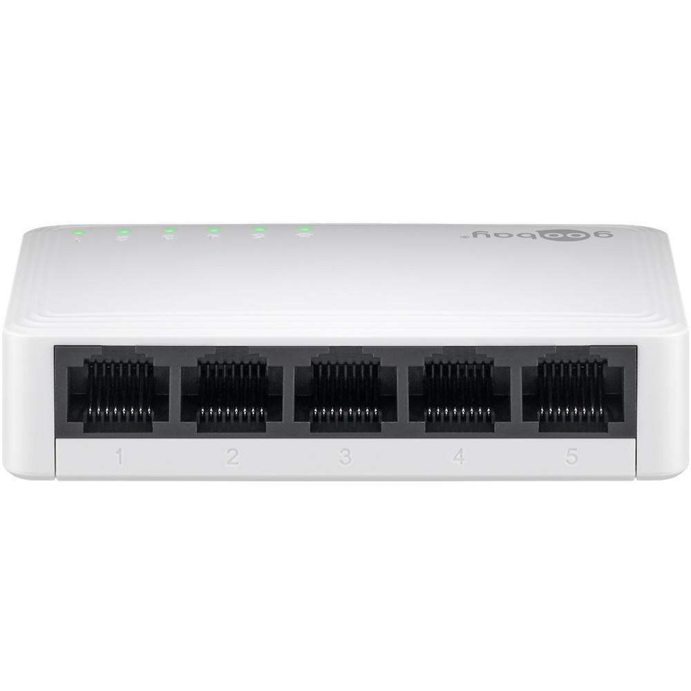 Goobay 5-port gigabit switch - hvid, uadministreret desktop