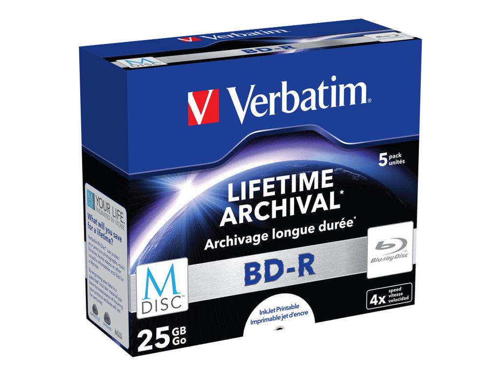 Verbatim M-Disc BD-R 25 GB - 5-pak, 4x, printbar