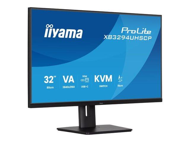 iiyama ProLite XB3294UHSCP-B1 31,5" 4K VA USB-C 95 W KVM dockingskærm
