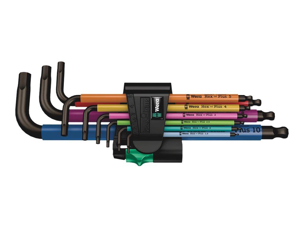 L-nøglesæt Hex-Plus 9 dele - Wera 950/9 med holder