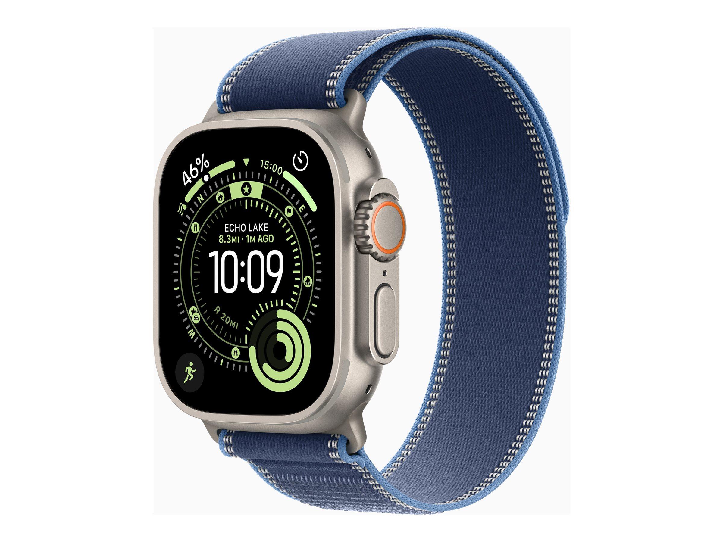 Apple Watch Ultra 3 GPS + Cellular 49mm Natural Titanium Case with Blue/Bright Blue Trail Loop - S/M