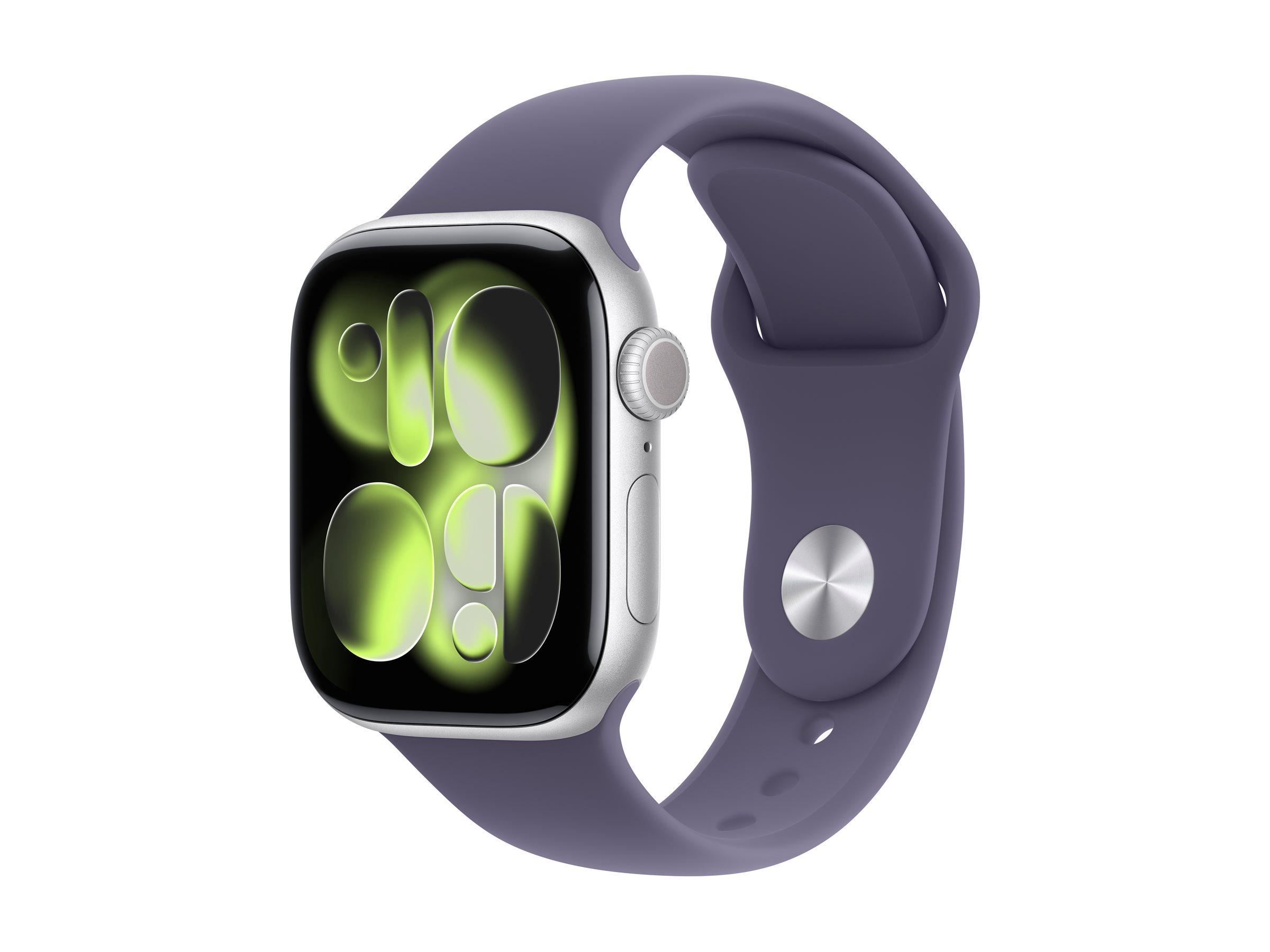 Smartwatch Apple Watch Series 11 GPS 42 mm - sølv, lilla tåge sportsbånd (M/L)