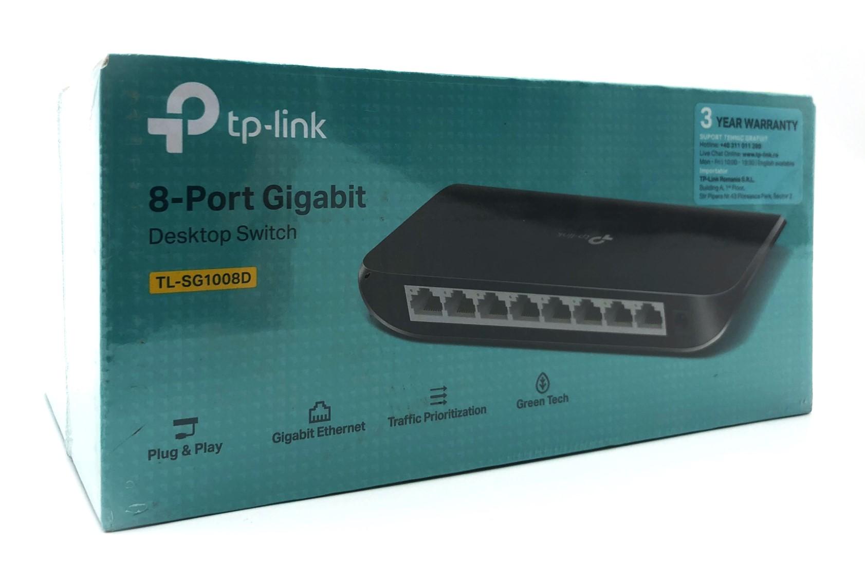 TP-LINK TL-SG1008D Ohanterad Gigabit Ethernet (10/100/1000) Svart
